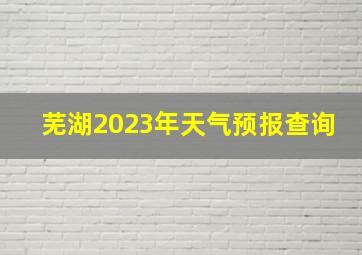 芜湖2023年天气预报查询