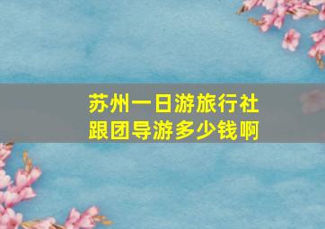 苏州一日游旅行社跟团导游多少钱啊