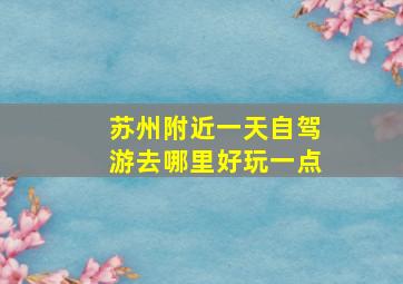 苏州附近一天自驾游去哪里好玩一点