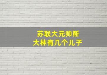 苏联大元帅斯大林有几个儿子