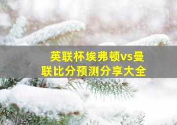 英联杯埃弗顿vs曼联比分预测分享大全