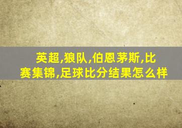 英超,狼队,伯恩茅斯,比赛集锦,足球比分结果怎么样