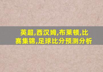 英超,西汉姆,布莱顿,比赛集锦,足球比分预测分析