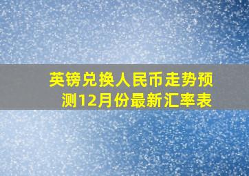 英镑兑换人民币走势预测12月份最新汇率表