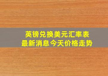 英镑兑换美元汇率表最新消息今天价格走势