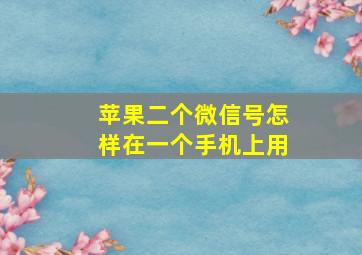 苹果二个微信号怎样在一个手机上用