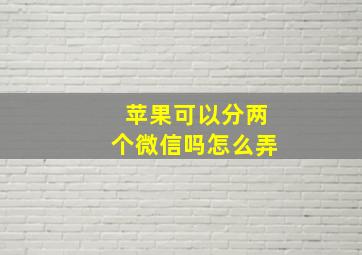 苹果可以分两个微信吗怎么弄