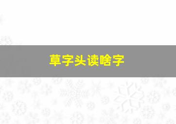 草字头读啥字