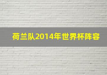 荷兰队2014年世界杯阵容