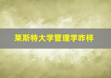 莱斯特大学管理学咋样