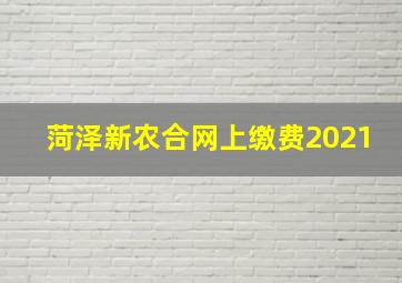 菏泽新农合网上缴费2021