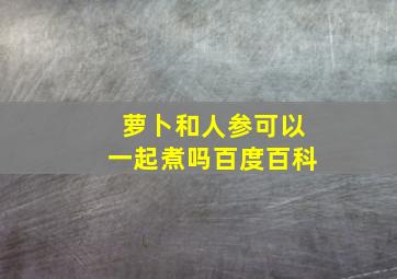 萝卜和人参可以一起煮吗百度百科