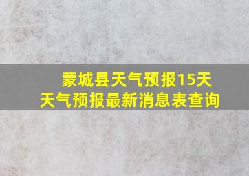 蒙城县天气预报15天天气预报最新消息表查询