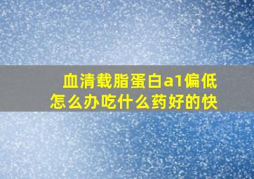 血清载脂蛋白a1偏低怎么办吃什么药好的快