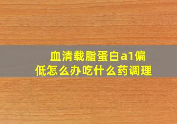 血清载脂蛋白a1偏低怎么办吃什么药调理