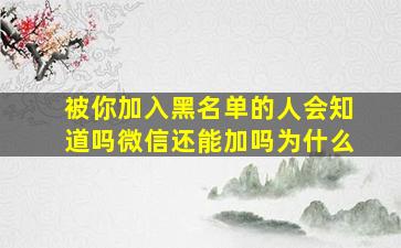 被你加入黑名单的人会知道吗微信还能加吗为什么