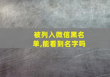 被列入微信黑名单,能看到名字吗