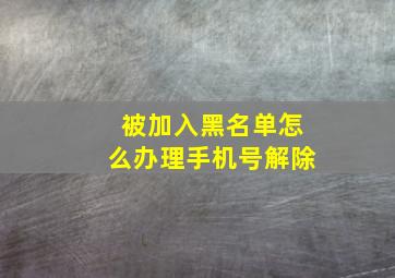 被加入黑名单怎么办理手机号解除