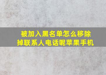 被加入黑名单怎么移除掉联系人电话呢苹果手机