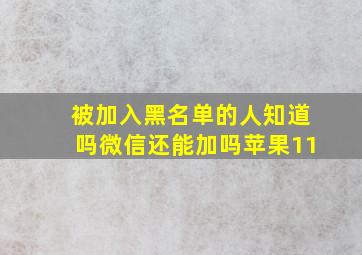 被加入黑名单的人知道吗微信还能加吗苹果11