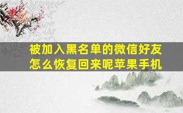 被加入黑名单的微信好友怎么恢复回来呢苹果手机