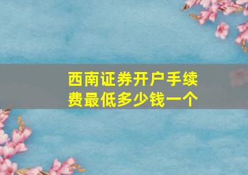 西南证券开户手续费最低多少钱一个