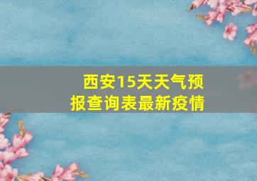 西安15天天气预报查询表最新疫情