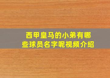 西甲皇马的小弟有哪些球员名字呢视频介绍