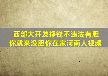 西部大开发挣钱不违法有胆你就来没胆你在家河南人视频