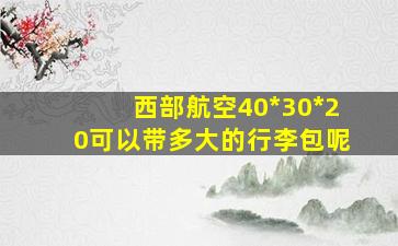 西部航空40*30*20可以带多大的行李包呢