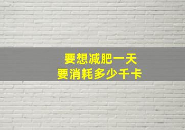 要想减肥一天要消耗多少千卡