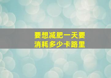 要想减肥一天要消耗多少卡路里