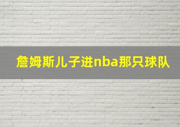 詹姆斯儿子进nba那只球队