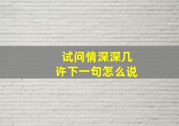 试问情深深几许下一句怎么说