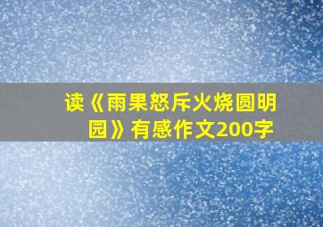 读《雨果怒斥火烧圆明园》有感作文200字