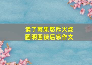 读了雨果怒斥火烧圆明园读后感作文