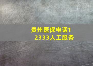 贵州医保电话12333人工服务