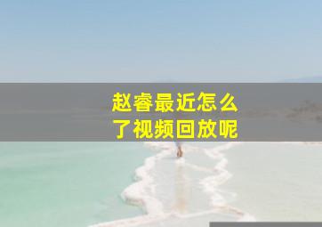 赵睿最近怎么了视频回放呢