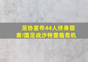 足协宣布44人终身禁赛!国足战沙特面临危机