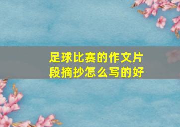 足球比赛的作文片段摘抄怎么写的好