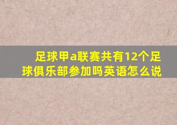 足球甲a联赛共有12个足球俱乐部参加吗英语怎么说