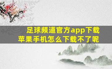 足球频道官方app下载苹果手机怎么下载不了呢