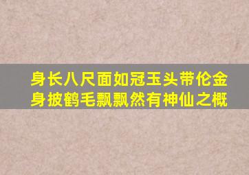 身长八尺面如冠玉头带伦金身披鹤毛飘飘然有神仙之概