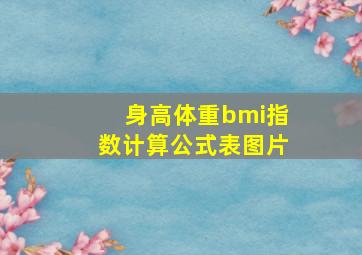 身高体重bmi指数计算公式表图片