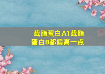 载脂蛋白A1载脂蛋白B都偏高一点