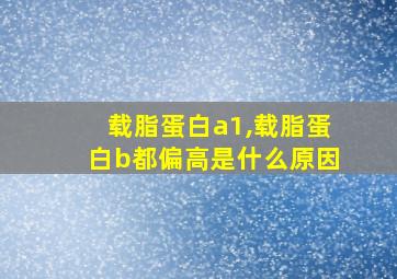 载脂蛋白a1,载脂蛋白b都偏高是什么原因