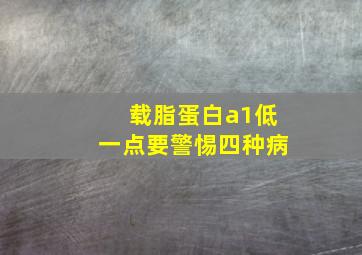 载脂蛋白a1低一点要警惕四种病