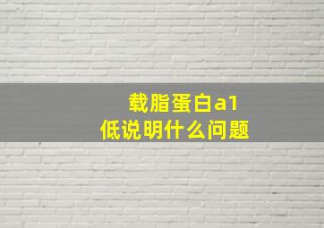 载脂蛋白a1低说明什么问题