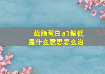 载脂蛋白a1偏低是什么意思怎么治