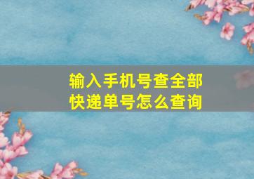 输入手机号查全部快递单号怎么查询